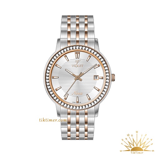 ساعت مچی زنانه ویولت مدل 32763/2، دورنگ رزگلد صفحه سفید