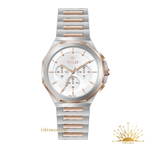 ساعت مچی مردانه ویولت مدل 0643/2، دورنگ رزگلد صفحه سفید