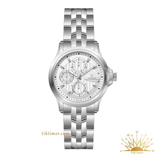 ساعت مچی زنانه ویولت مدل 0596، فول دیت، تمام استیل، صفحه سفید