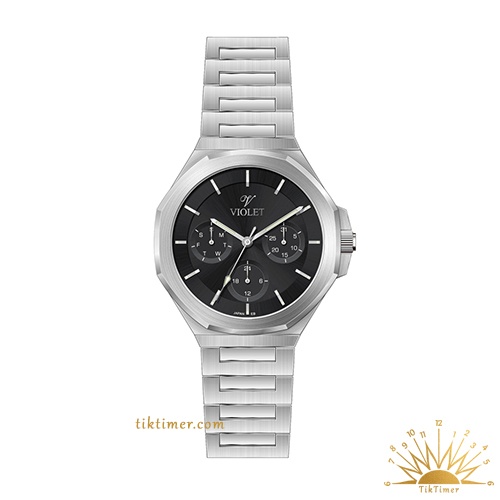 ساعت مچی زنانه ویولت مدل 0643، سیلور صفحه مشکی